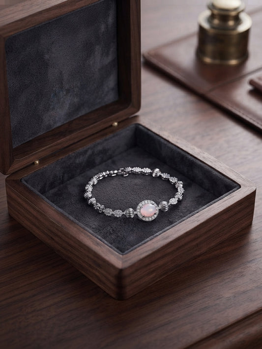 Blush Diamond Cut Stone Bracelet For Girls