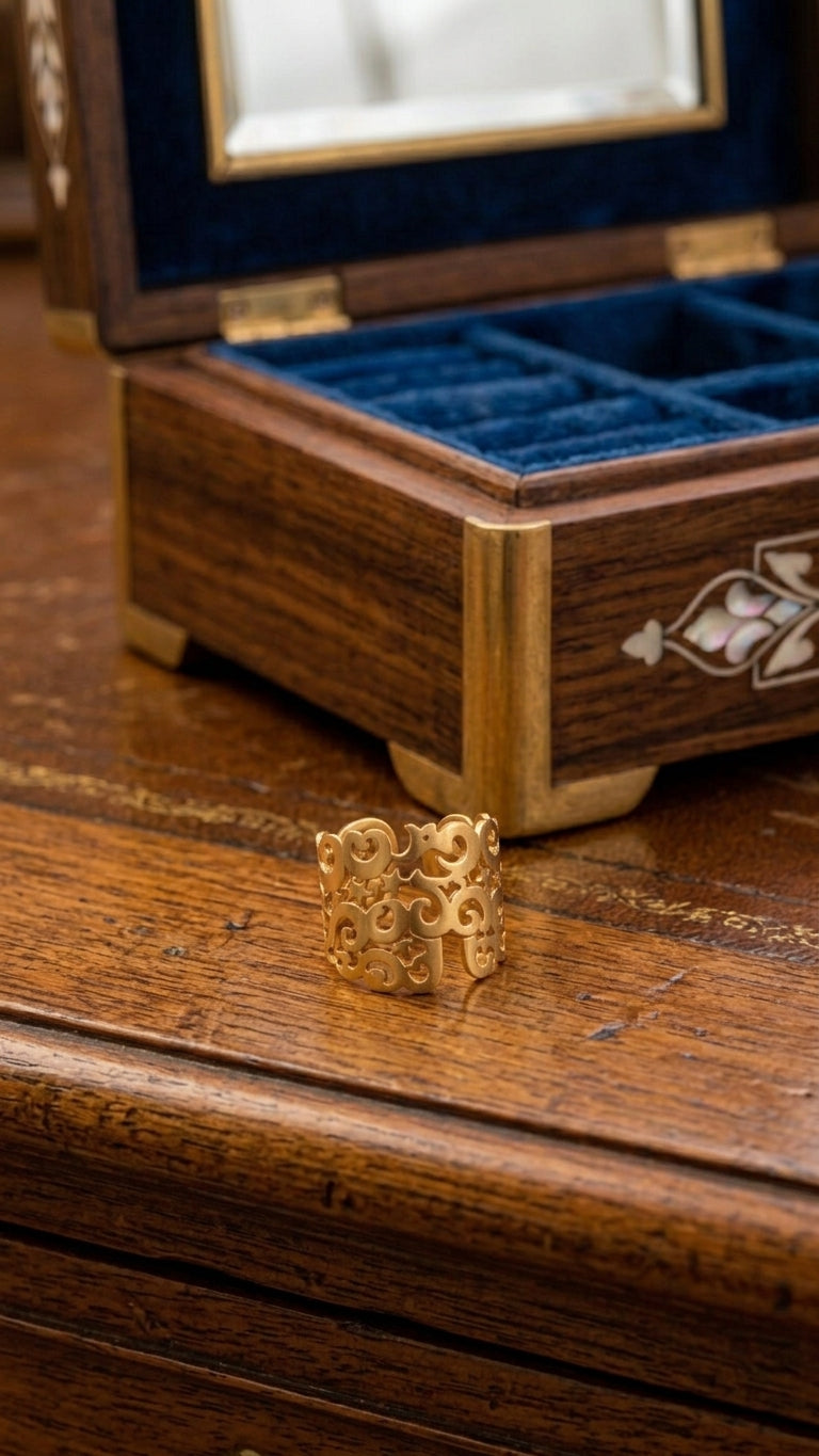 Filigree Cutout Gold Band Ring