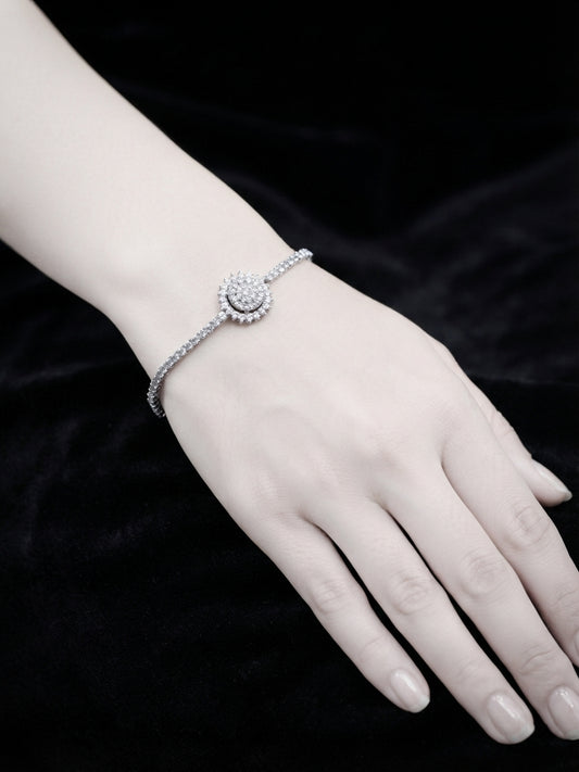 Elegant Diamond-Style Flower Charm Bracelet