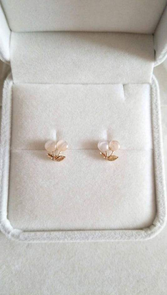 Cute Cherry Pearl Stud Earrings for Women