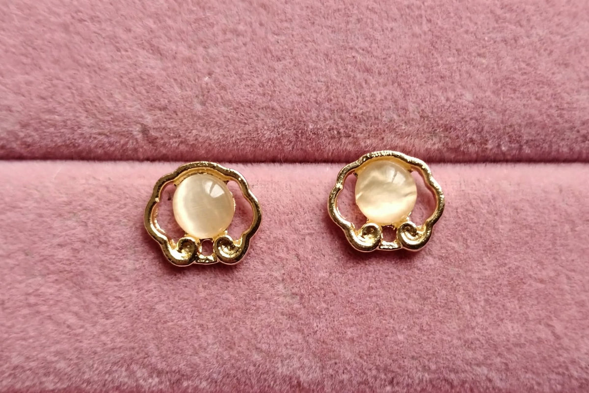 Glitzaa Gold Plated Wavy Cloud Stud Earrings