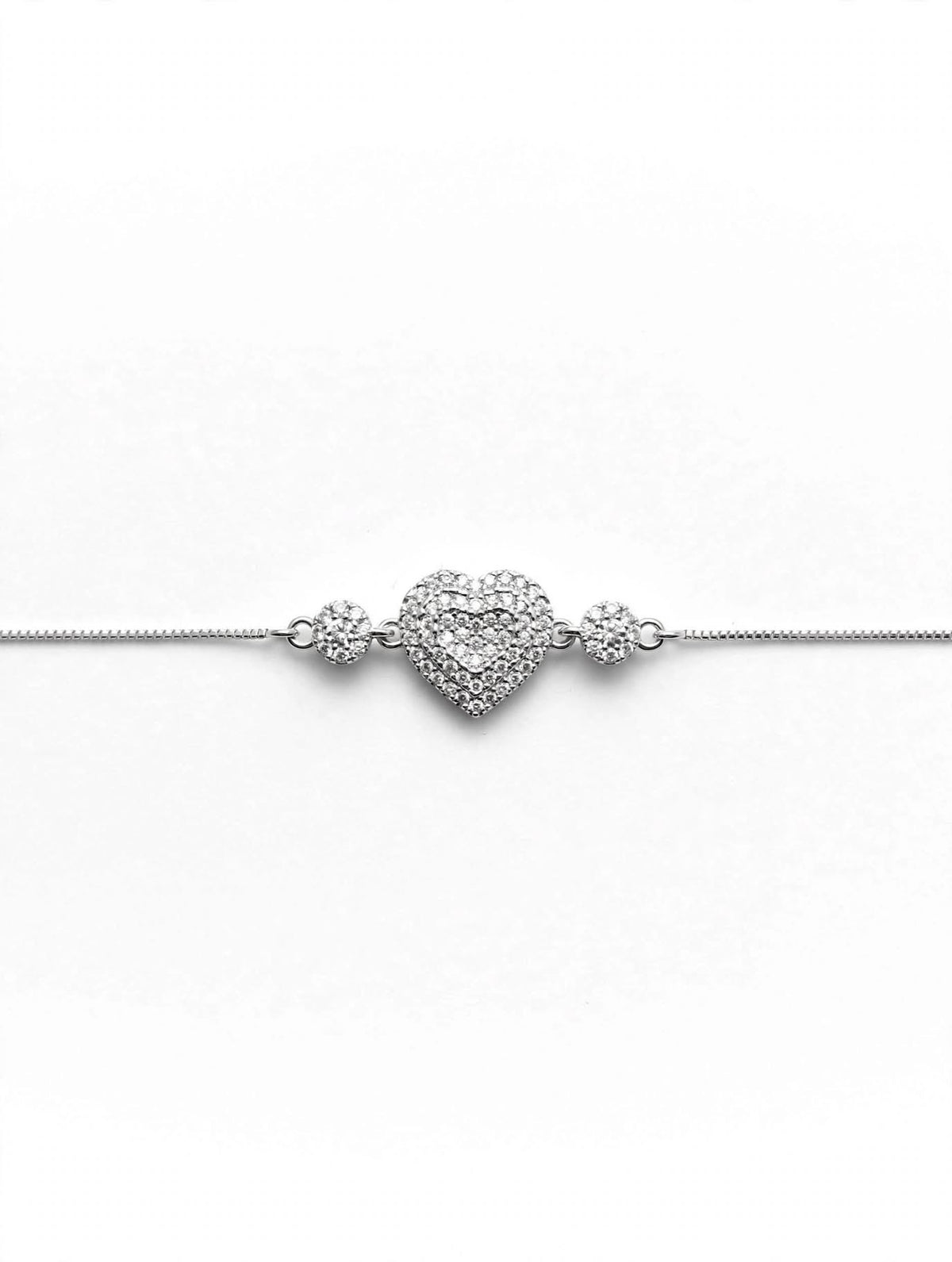 Silver Heart Bracelet with Zircon Stones