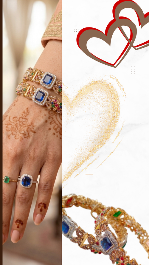 Royal Gold-Plated Rhinestone Kara Bangles
