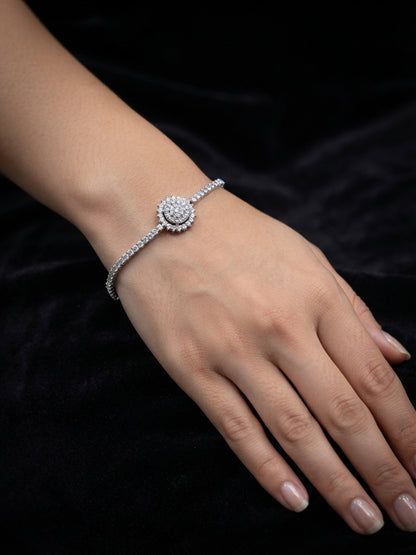 Elegant Diamond-Style Flower Charm Bracelet