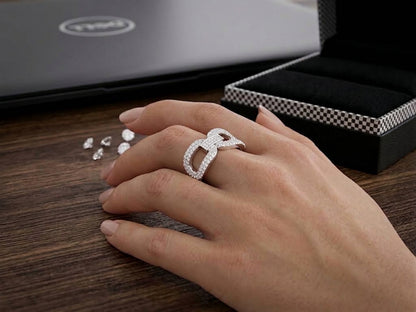 Anchor Link Pavé Statement Silver Ring