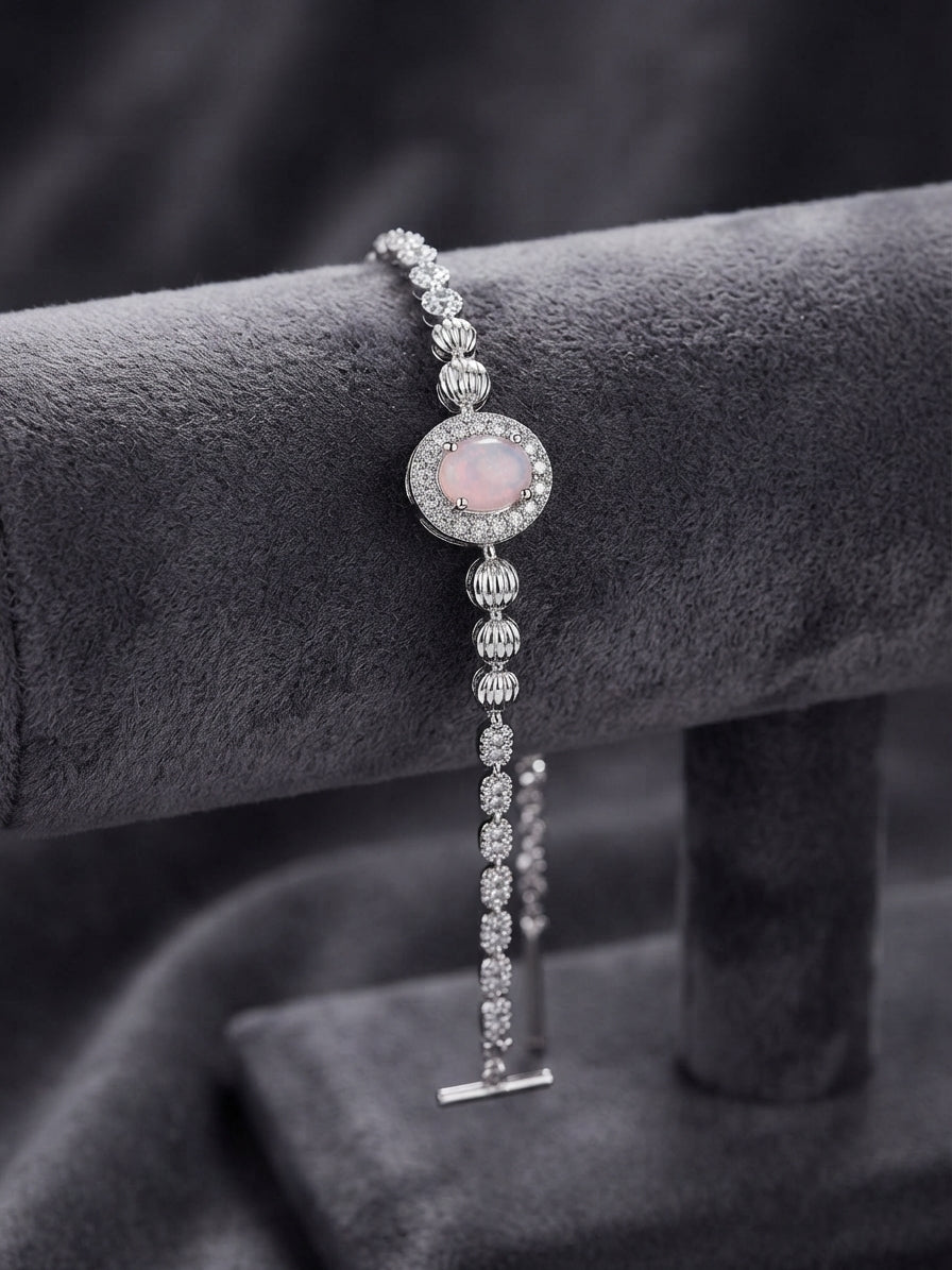 Blush Diamond Cut Stone Bracelet For Girls