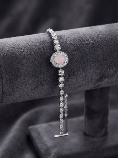Blush Diamond Cut Stone Bracelet For Girls