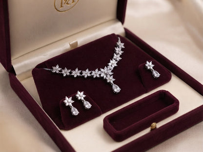 Floral Cluster Teardrop Jewelry Set