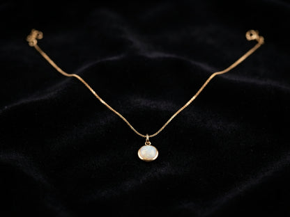Round Natural Opal Pendant Necklace