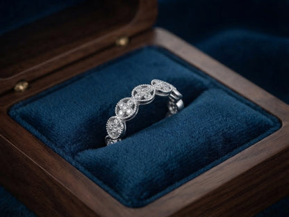 Scalloped Five-Stone Half Eternity Silver Ring