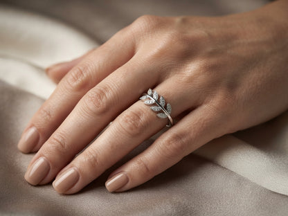 Adjustible Sterling Silver Olive Branch Ring