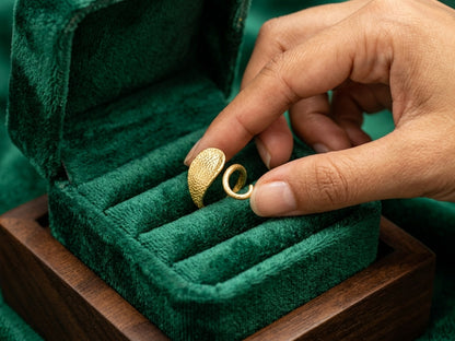 Organic Hammered Leaf Wrap Statement Ring