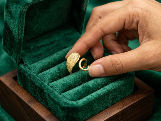 Organic Hammered Leaf Wrap Statement Ring
