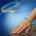 Emerald Green Stone Silver-Plated Bracelet