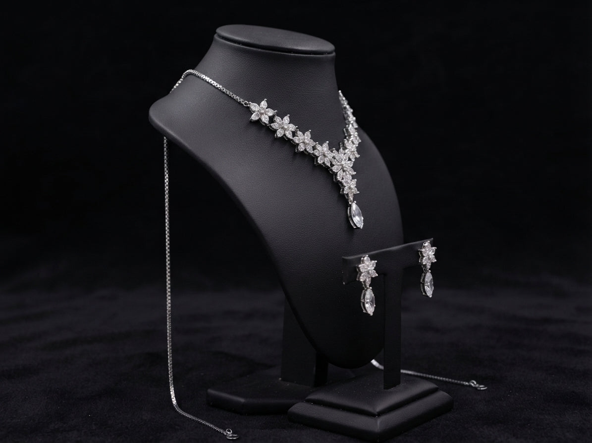 Floral Cluster Teardrop Jewelry Set