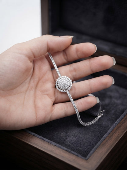Elegant Diamond-Style Flower Charm Bracelet