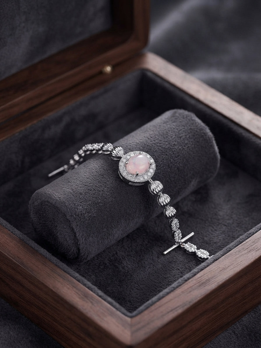 Blush Diamond Cut Stone Bracelet For Girls