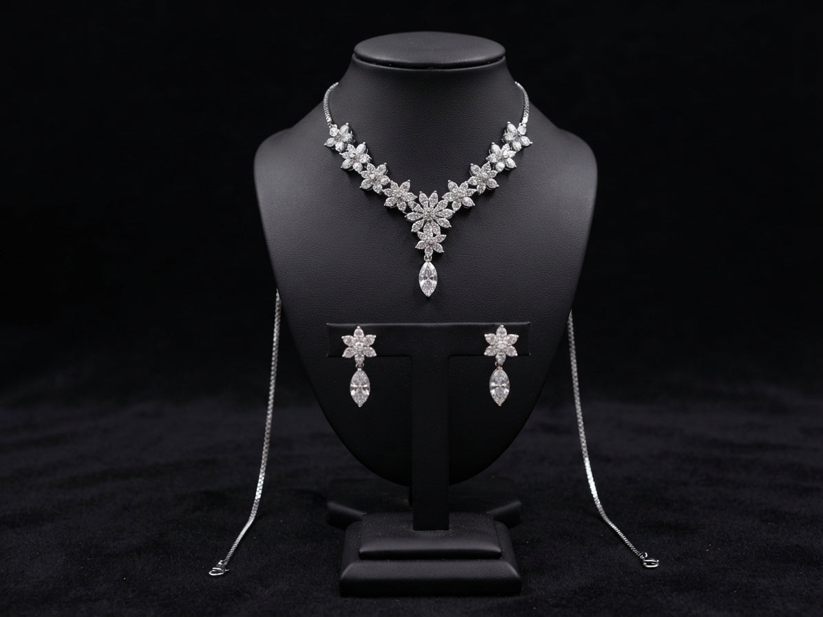 Floral Cluster Teardrop Jewelry Set