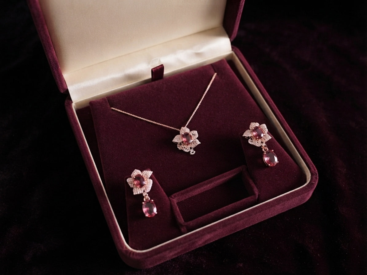 Blushing Orchid Crystal Necklace & Earring Set