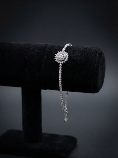 Elegant Diamond-Style Flower Charm Bracelet