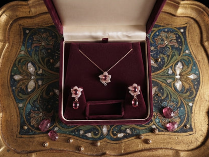 Blushing Orchid Crystal Necklace & Earring Set