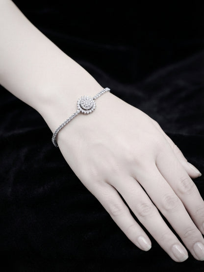 Elegant Diamond-Style Flower Charm Bracelet