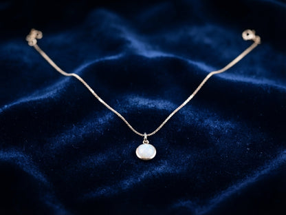 Round Natural Opal Pendant Necklace