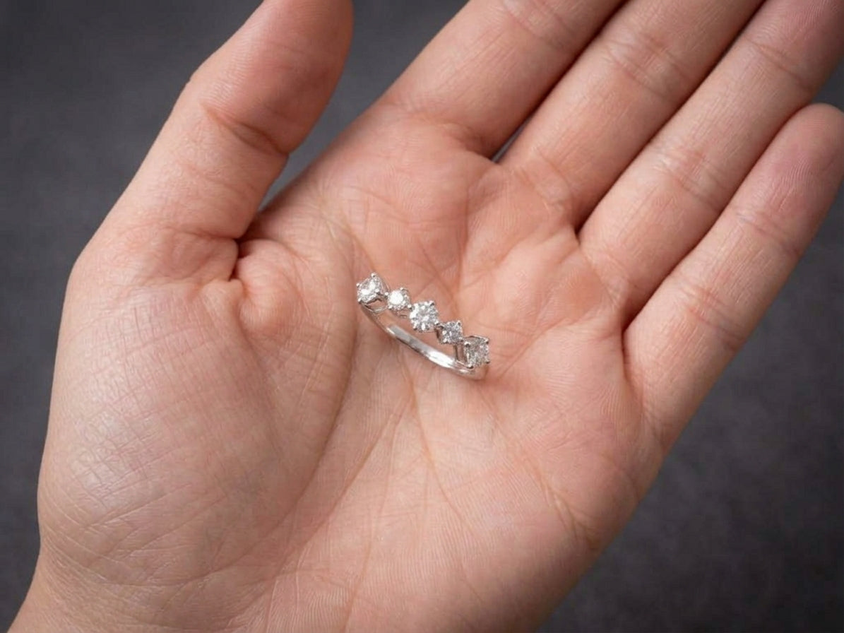 Five-Stone Graduated Solitaire Silver Ring