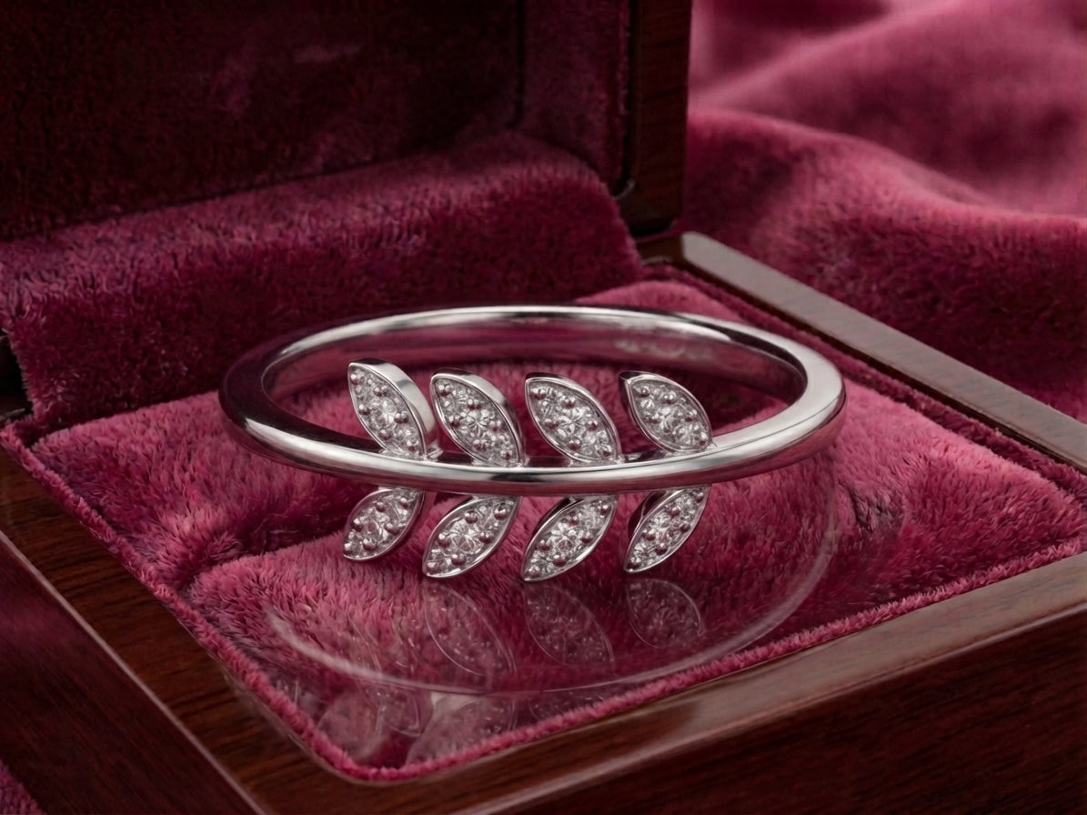 Adjustible Sterling Silver Olive Branch Ring