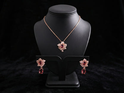 Blushing Orchid Crystal Necklace & Earring Set