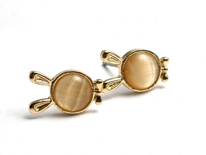 Gold Candy Bunny Pearl Earrings For Girls
