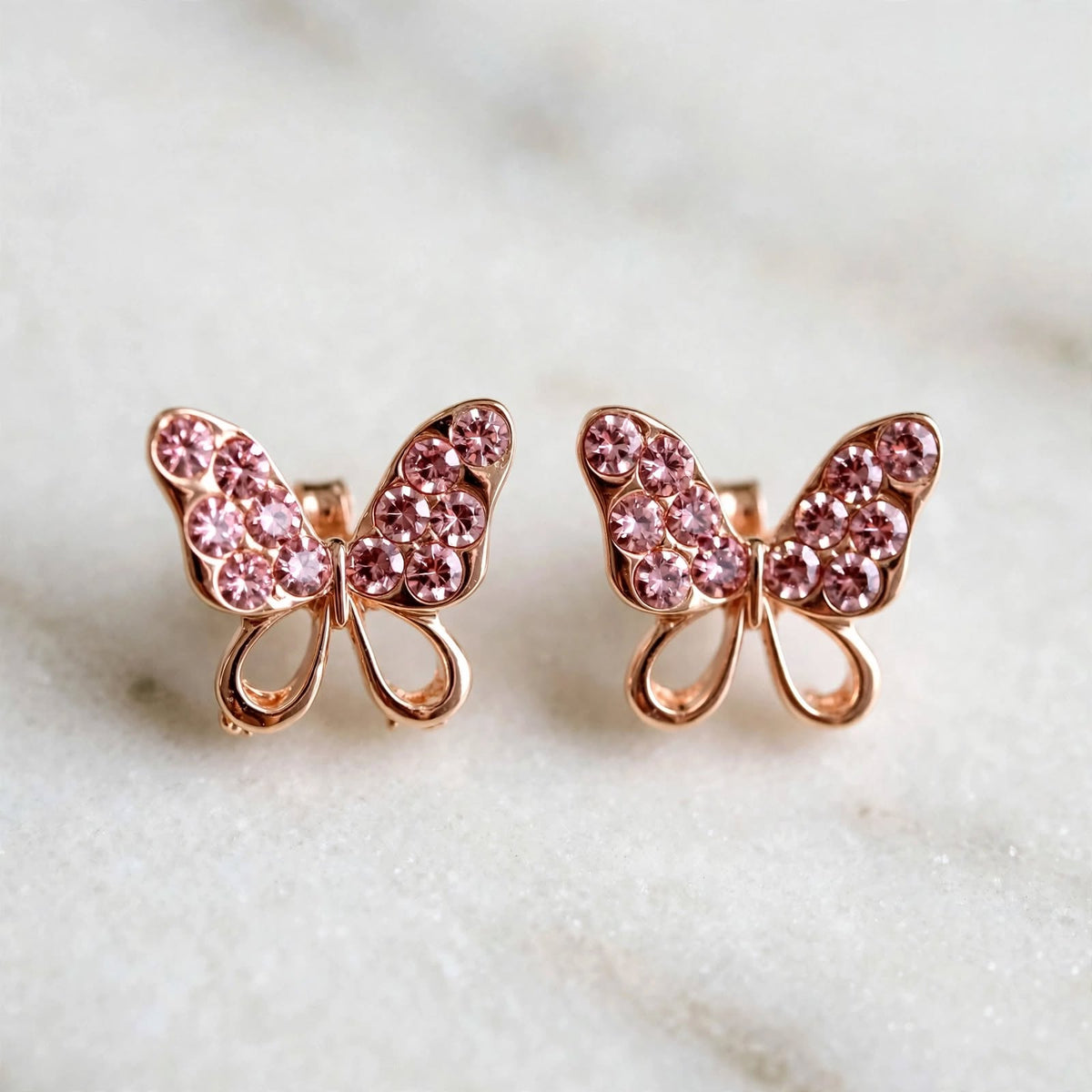 Pink Butterfly Stud Earrings for Girls
