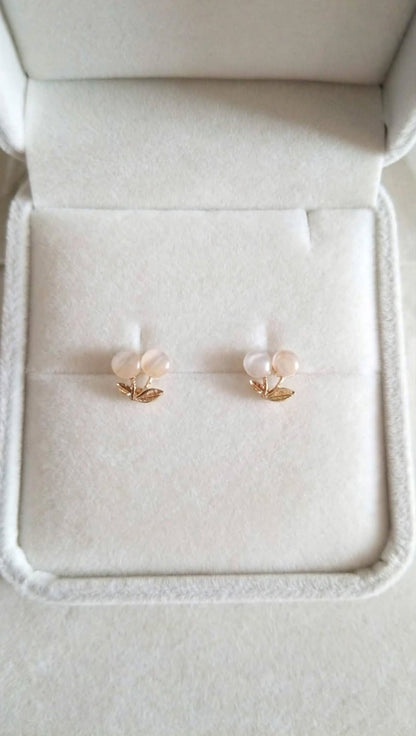 Cute Cherry Pearl Stud Earrings for Women