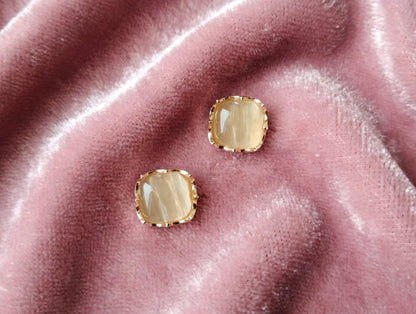 Cute Square Opal Stone Stud Earrings For Girls