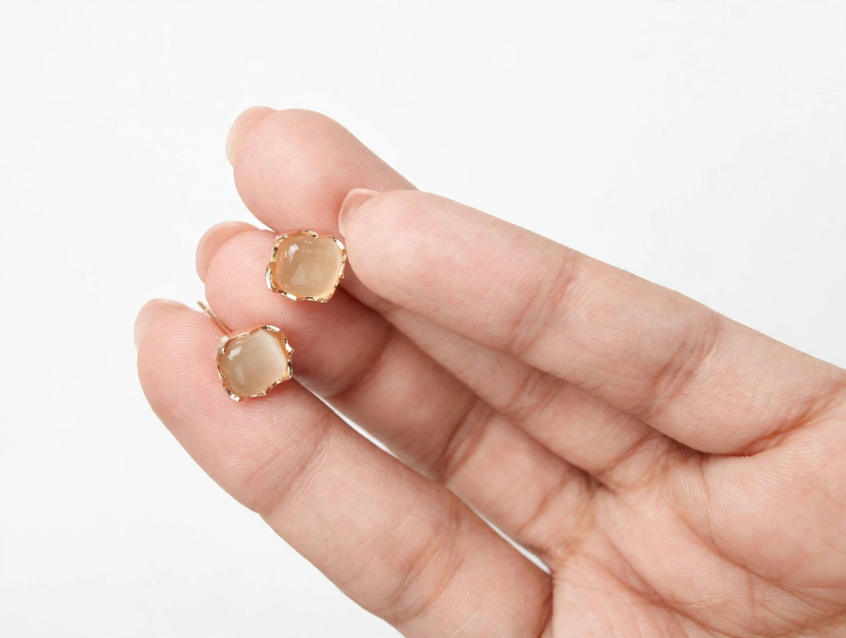 Cute Square Opal Stone Stud Earrings For Girls