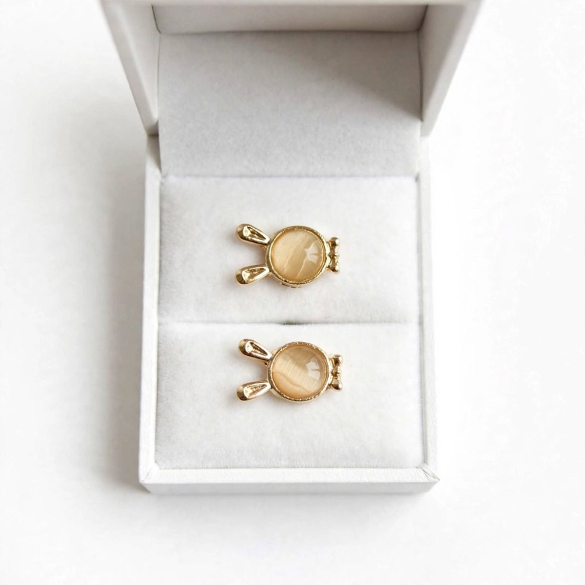 Gold Candy Bunny Pearl Earrings For Girls