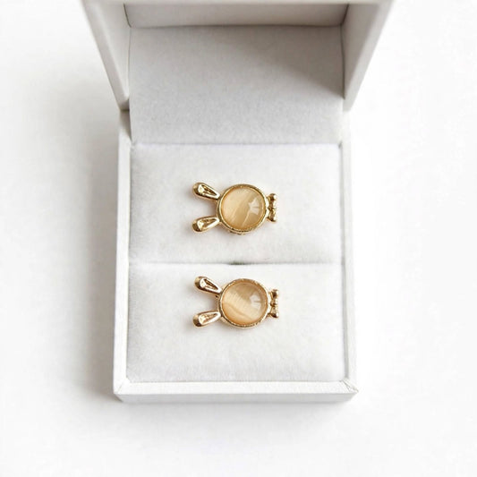Gold Candy Bunny Pearl Earrings For Girls