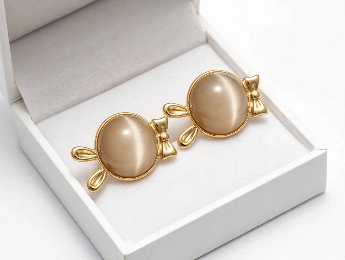 Gold Candy Bunny Pearl Earrings For Girls