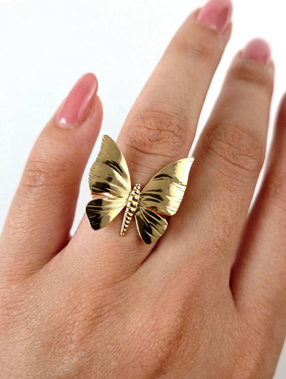 Adjustable Golden Butterfly Ring For Girls