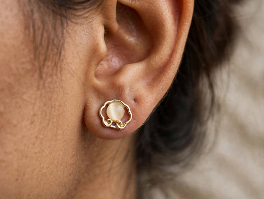 Glitzaa Gold Plated Wavy Cloud Stud Earrings