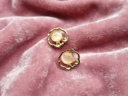 Glitzaa Gold Plated Wavy Cloud Stud Earrings