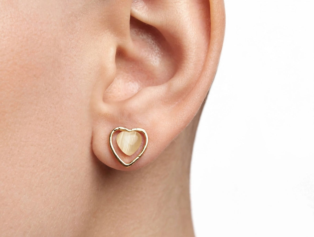 Love Heart Stud Earrings Pair for Girls