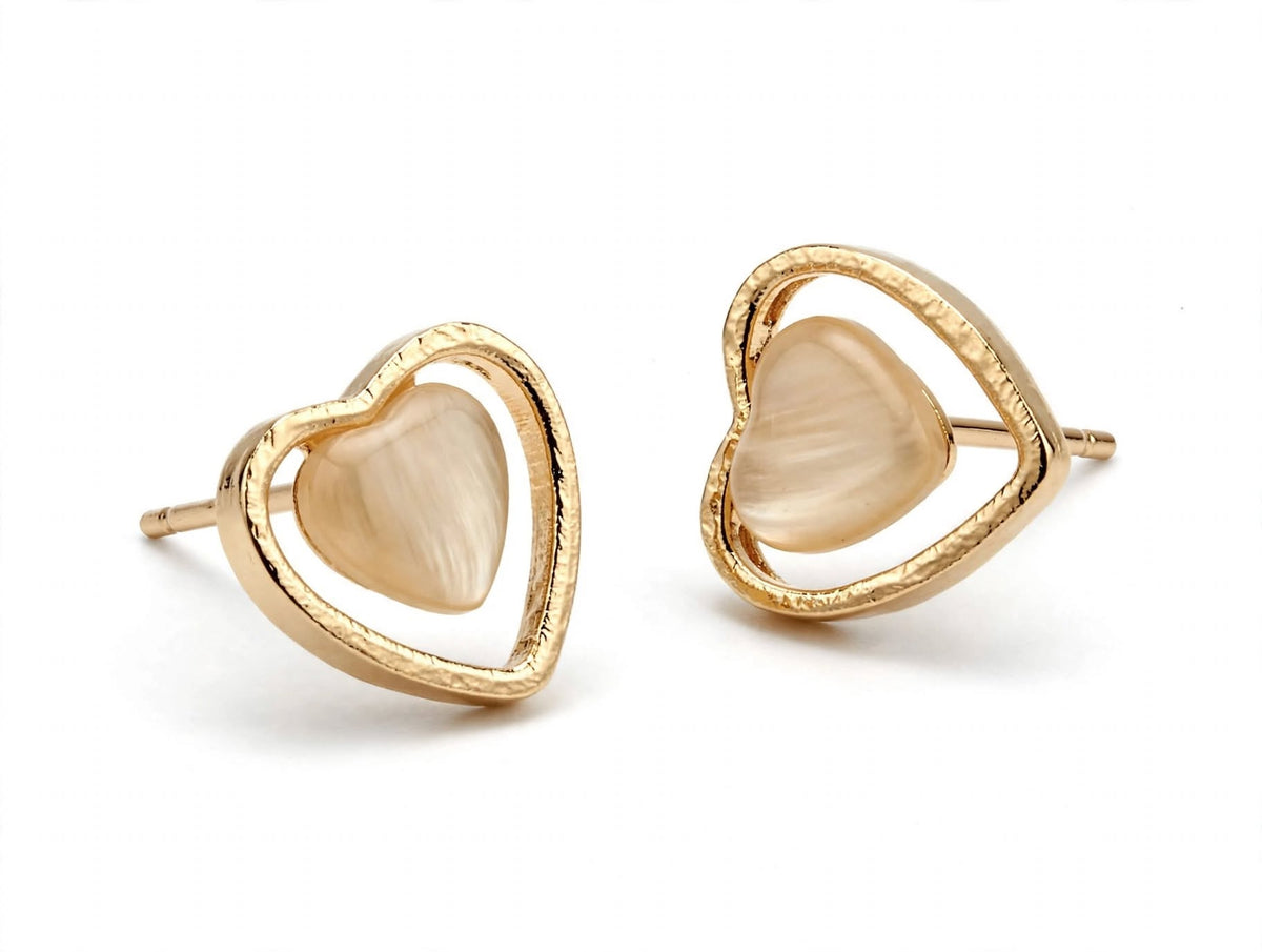 Love Heart Stud Earrings Pair for Girls
