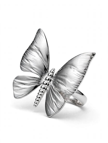 Adjustable Silver Butterfly Ring For Girls