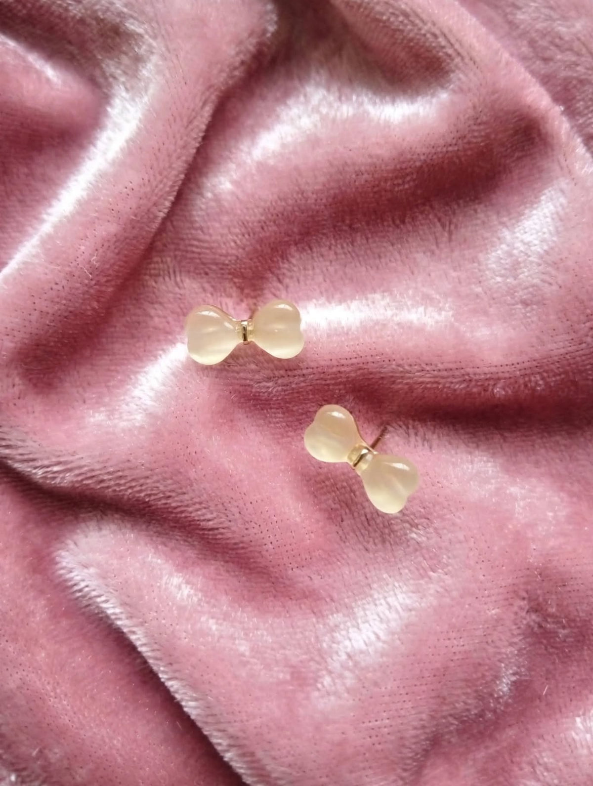 Light Beige Transparent Bow Earrings for Girls