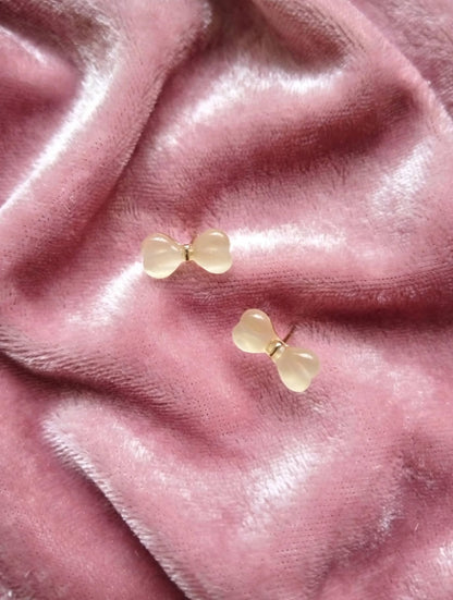 Light Beige Transparent Bow Earrings for Girls