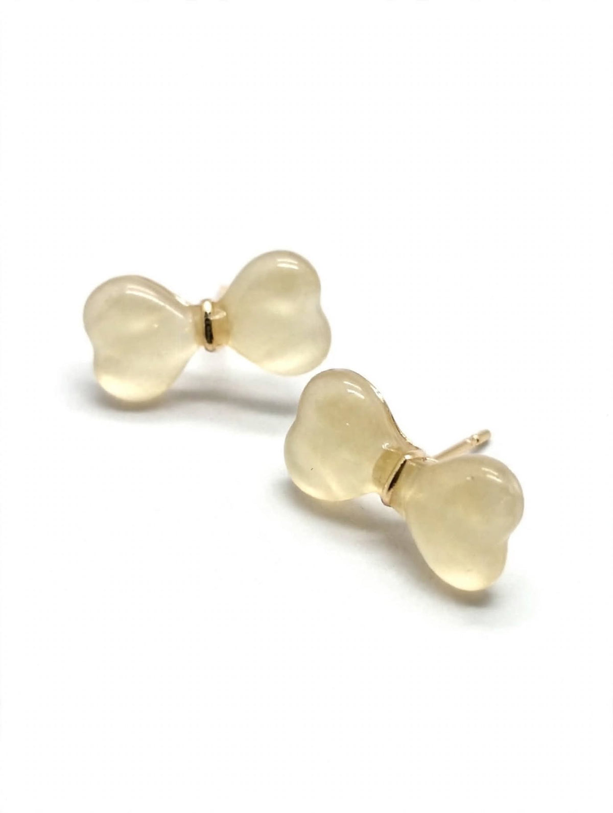 Light Beige Transparent Bow Earrings for Girls