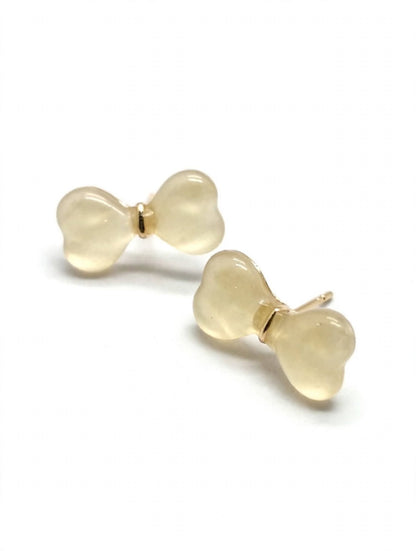 Light Beige Transparent Bow Earrings for Girls