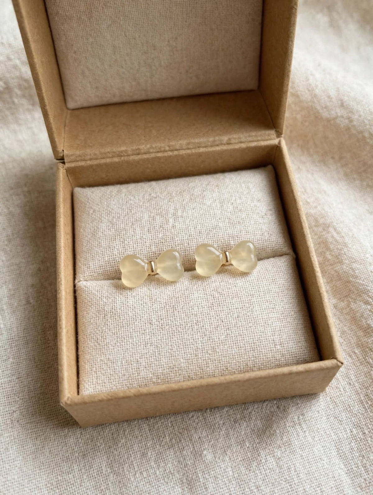 Light Beige Transparent Bow Earrings for Girls