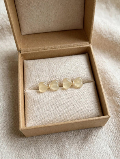 Light Beige Transparent Bow Earrings for Girls